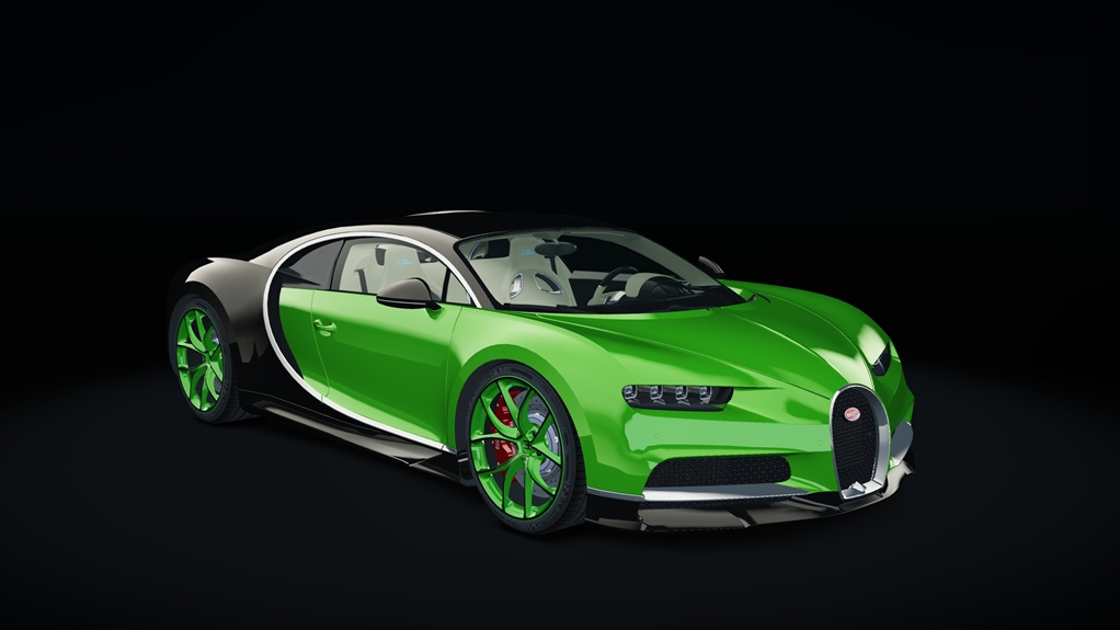 Bugatti Chiron, skin limited_green_carbonblack