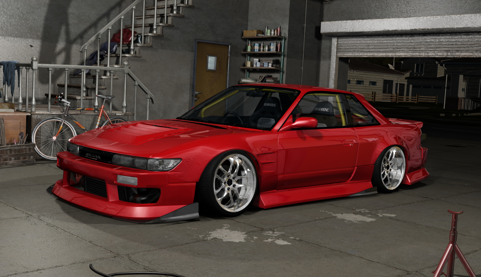 DWG Nissan Silvia S13 Street Style, skin red