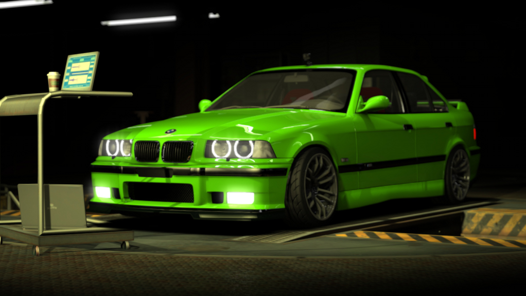 Chilly BMW E36 M3 SEDAN, skin fluorescent green