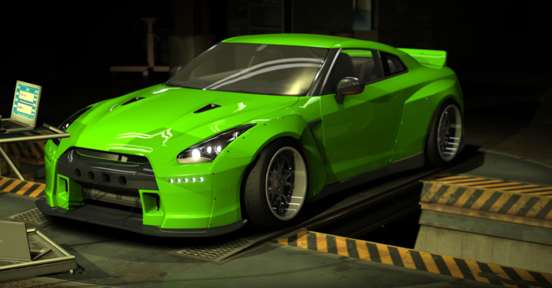 Nissan GT-R NISMO WIDEBODY, skin fluorescent green