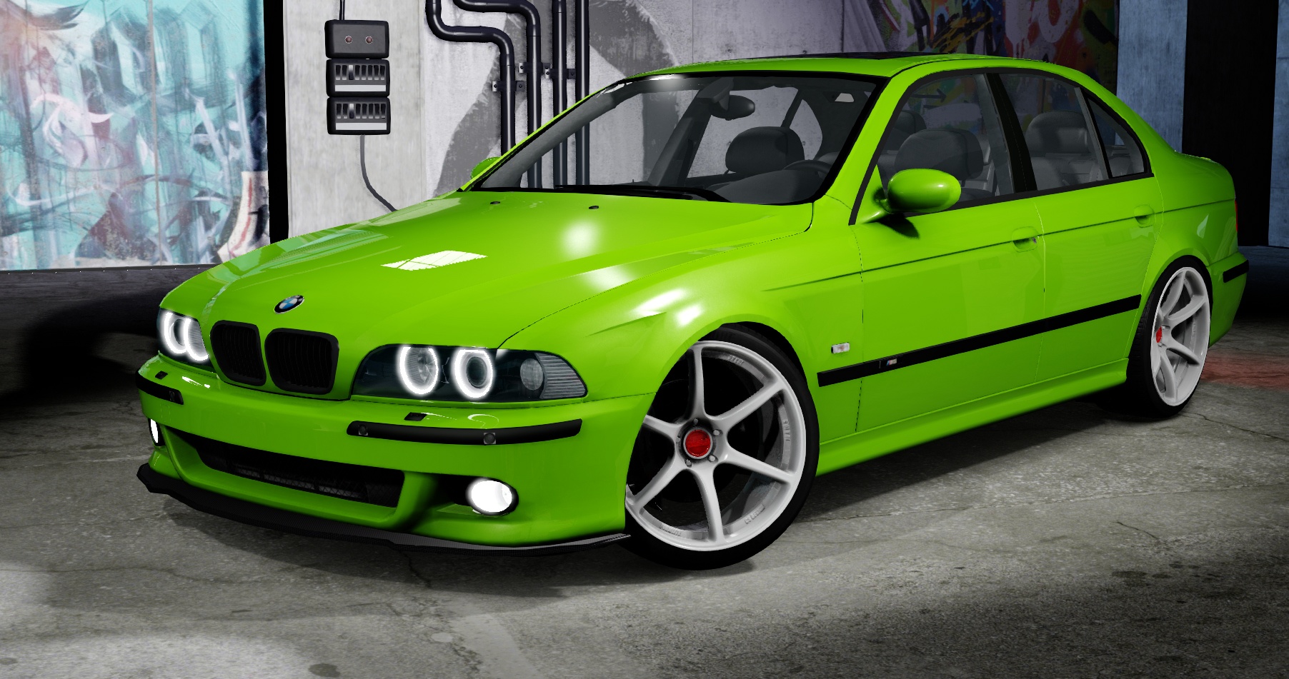 BMW M5 E39 '95 Drift, skin fluorescent green