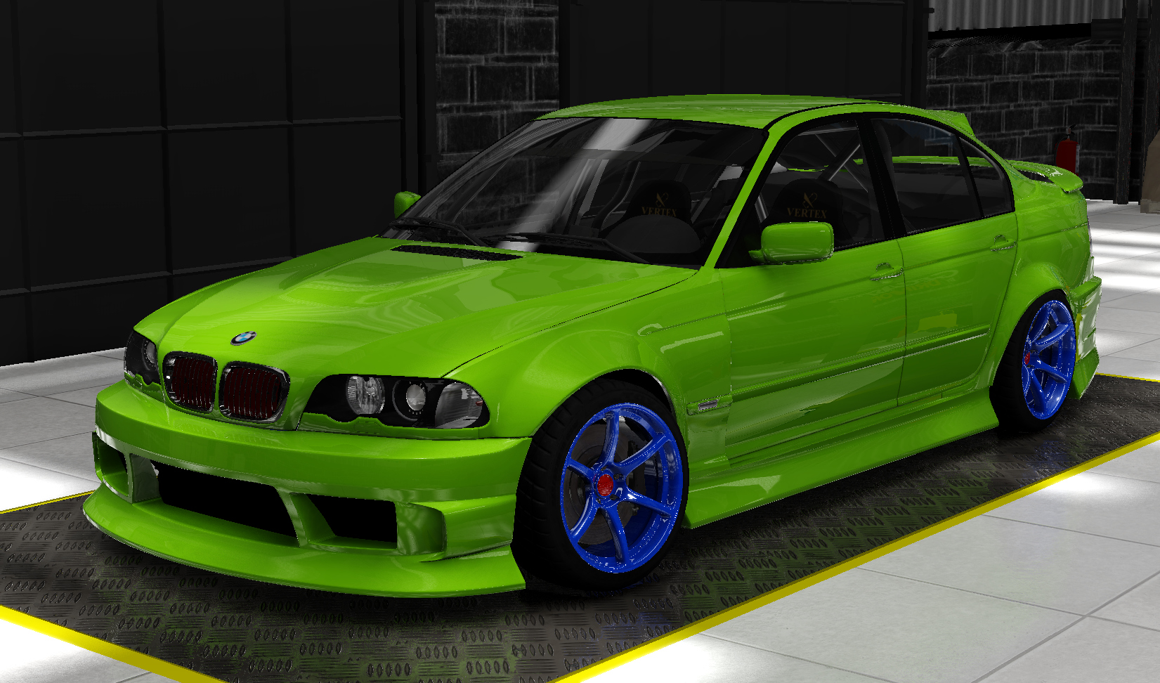 Chilly BMW E46 Sedan Drift, skin fluorescent green