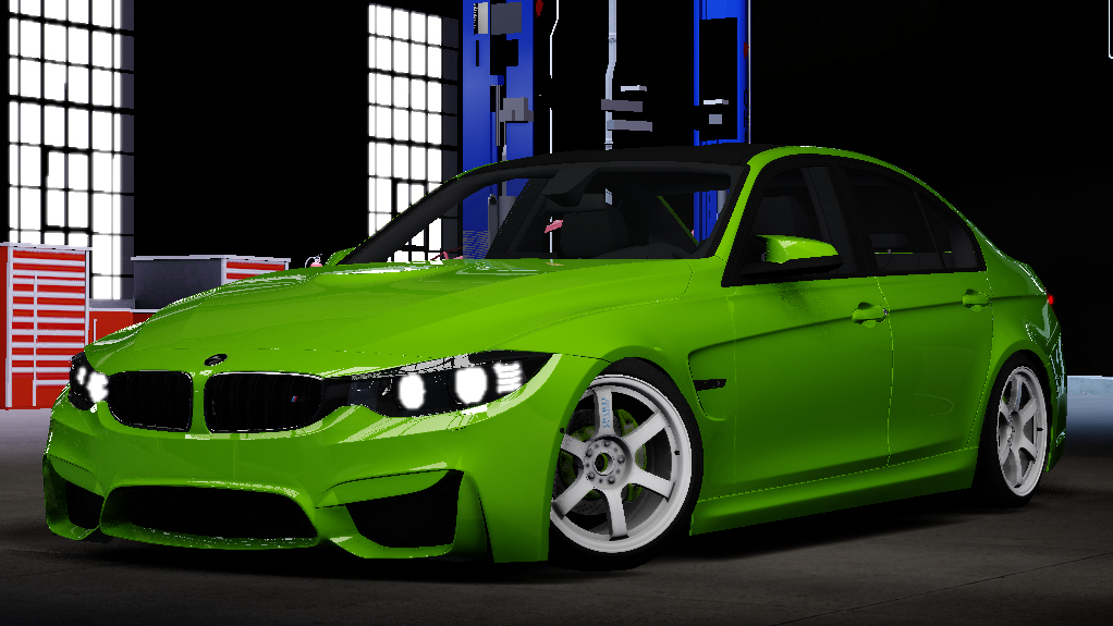 BMW M3 F30 Drift '16, skin fluorescent green