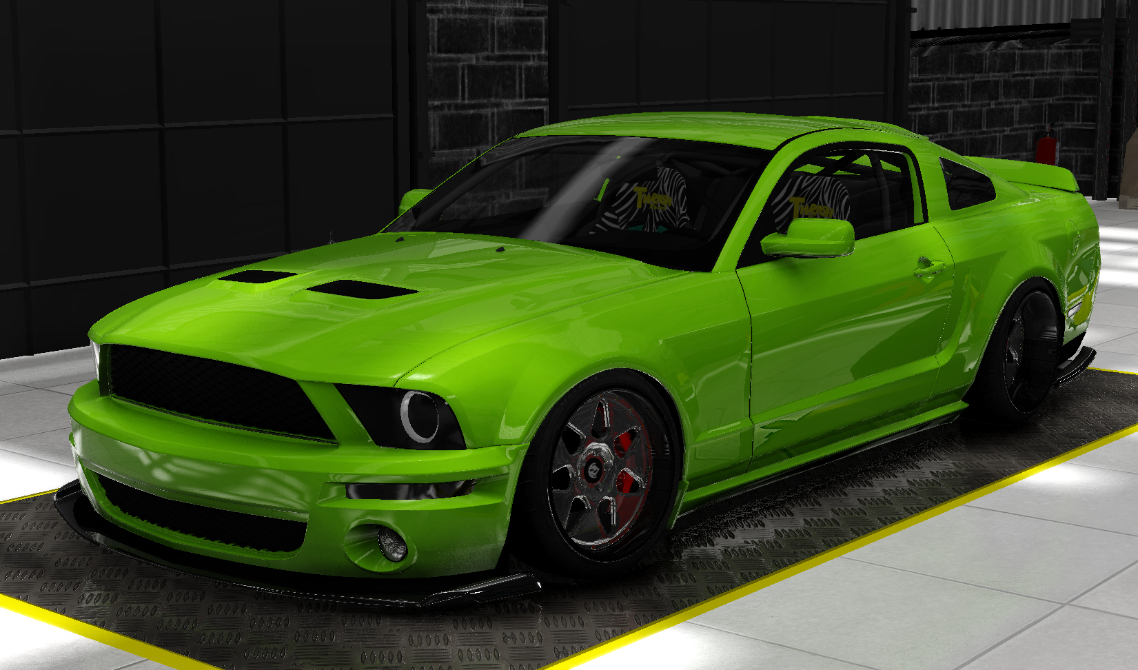 Ford Mustang S197, skin fluorescent green