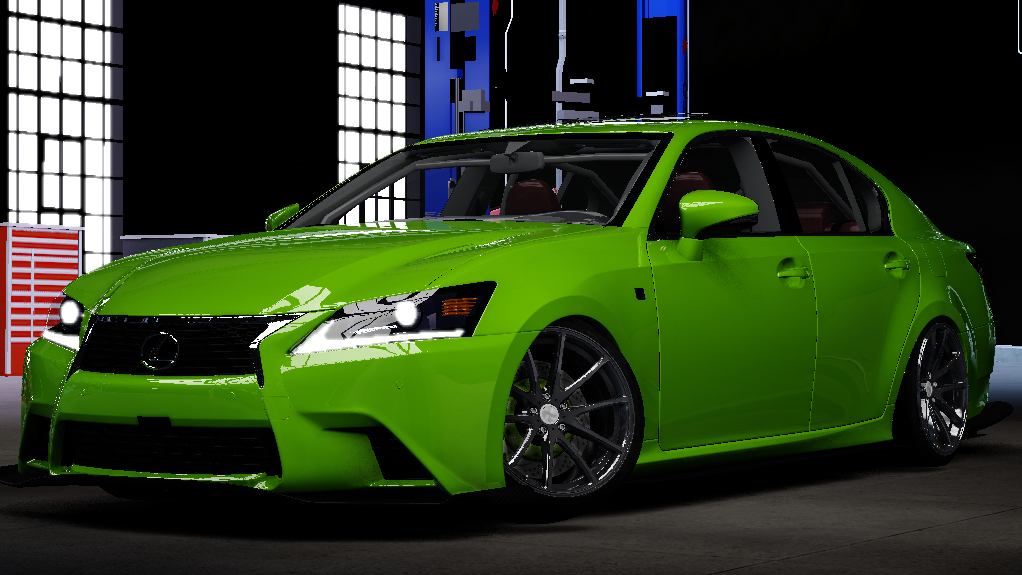 Lexus GSF Drift, skin fluorescent green