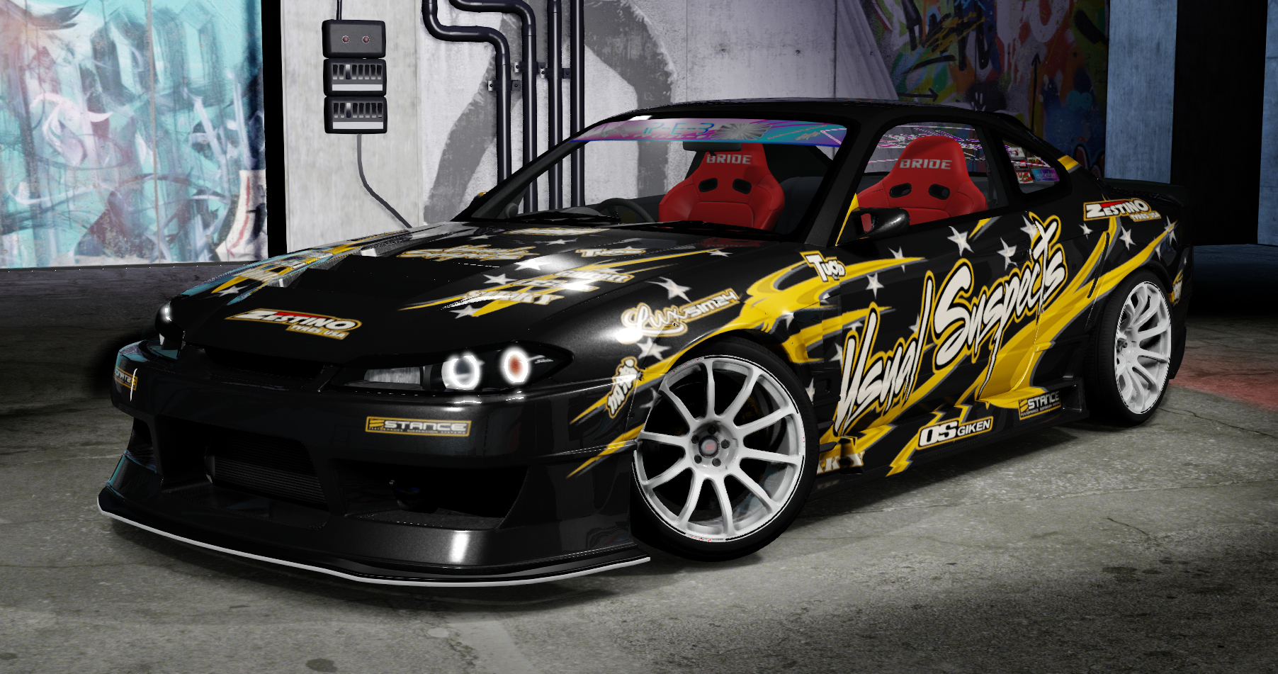 Nissan Silvia S15 WonderGlare, skin TUS team paint black